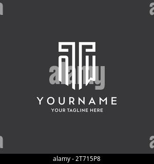 NW Monogramm Anfangsname mit Schildform Symbol Design Vektorgrafik Stock Vektor