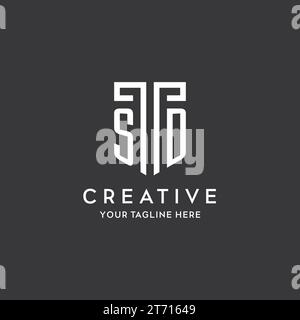 Ursprünglicher Name des SD-Monogramms mit Schildform-Symbol-Design-Vektorgrafik Stock Vektor