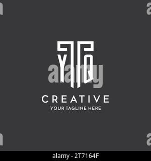 YQ Monogramm Anfangsname mit Schildform Symbol Design Vektorgrafik Stock Vektor