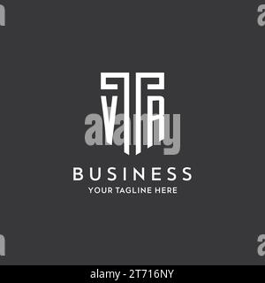 VR-Monogramm Anfangsname mit Schildform Symbol Design Vektorgrafik Stock Vektor