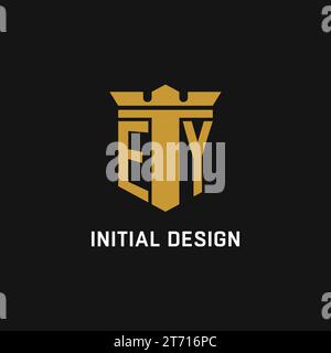 EY Initial Logo mit Design-Ideen für Schild und Krone Stock Vektor