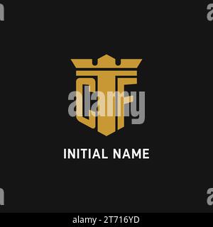 CF-Logo mit Schild und Design-Ideen im Kronenstil Stock Vektor