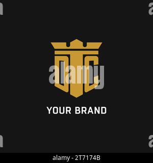 DC Initial Logo mit Design-Ideen für Schild und Krone Stock Vektor