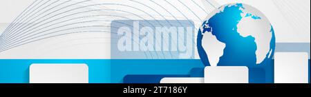 High-Tech geometrischer abstrakter Hintergrund mit Globus. Futuristisches Vektorbanner-Design Stock Vektor