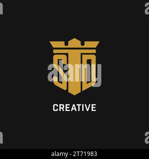 SD-Initial-Logo mit Design-Ideen im Schild- und Kronenstil Stock Vektor