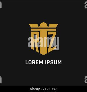 RZ Initial-Logo mit Design-Ideen für Schild und Krone Stock Vektor
