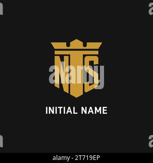 NS Initial-Logo mit Design-Ideen für Schild und Krone Stock Vektor