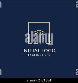 Initial IF quadratische Linien Logo, moderne und luxuriöse Immobilien Logo Design Vektorgrafik Stock Vektor