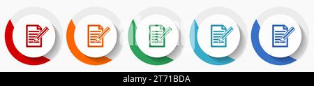 Abonnieren Sie Vektorsymbole, flache, farbenfrohe runde Symbole in 5 Farboptionen für Webdesign und mobile Anwendungen Stock Vektor