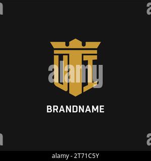 Erstes UI-Logo mit Design-Ideen für Schild und Krone Stock Vektor