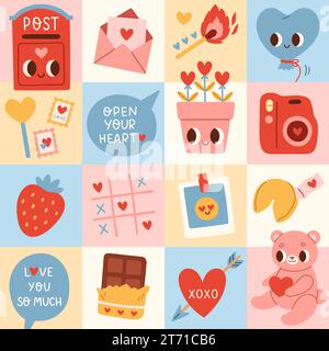 Geometrisches Muster für Grußkarten, Poster, Verpackung, Packpapier. Modernes Love-Design Stock Vektor