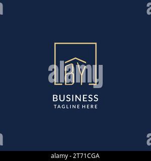 Initial DURCH quadratische Linien Logo, modernes und luxuriöses Immobilienlogo Design Vektorgrafik Stock Vektor