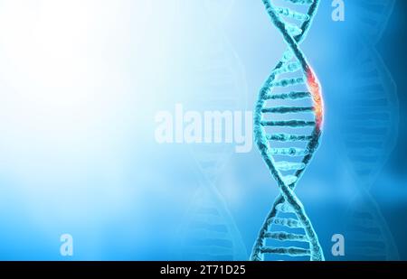 DNA-Mutationen oder genetischer Disorer-Konzepthintergrund. 3D-Abbildung Stockfoto