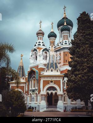 Die atemberaubende Kathedrale Saint-Nicolas de Nizza in Frankreich Stockfoto