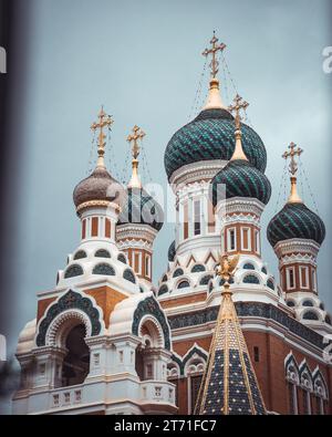 Die atemberaubende Kathedrale Saint-Nicolas de Nizza in Frankreich Stockfoto