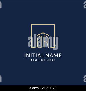 Initial- ODER quadratische Linien Logo, moderne und luxuriöse Immobilien Logo Design Vektorgrafik Stock Vektor
