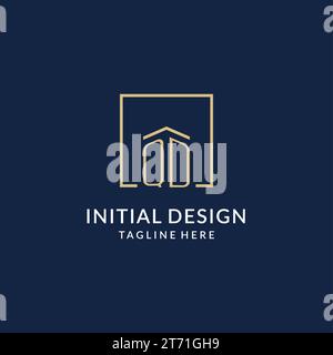 Initial QD quadratische Linien Logo, modernes und luxuriöses Immobilienlogo Design Vektorgrafik Stock Vektor