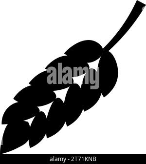 Silhouette des Weizenohrs, Element der festlichen Tischdekoration an Thanksgiving. Weizenohrkontur-Feiertagssymbol. Einfaches Isolat des Vektorsymbols in schwarzer Form Stock Vektor