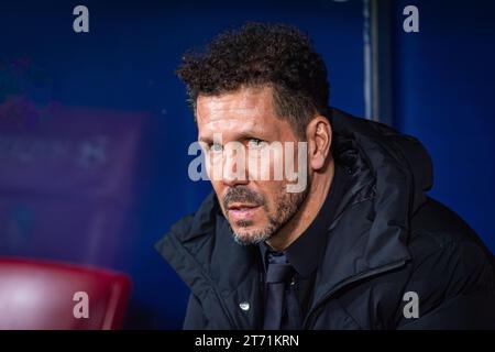 Diego Pablo Simeone, Cheftrainer von Atletico Madrid vor dem Fußballspiel La Liga EA Sports 2022/23 zwischen Atletico Madrid und Villareal im Metropolitano Stadion. Atletico Madrid 3:1 Villareal (Foto: Alberto Gardin / SOPA Images/SIPA USA) Stockfoto