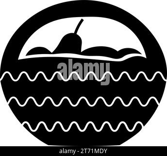 Silhouette aus Korb, Gemüse, Obst, Element der festlichen Tischdekoration an Thanksgiving. Symbol für den Feiertagskontur des Korbs aus Korb. Einfach bla Stock Vektor