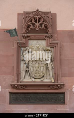 Steinmetzarbeit, Relief, Wappen, Rathaus Römer, Frankfurt, Hessen, Deutschland Stockfoto