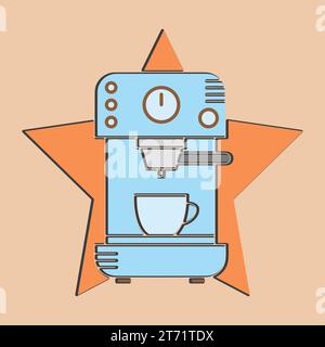Kaffee. Italienische Kaffeekanne mit Text alles, was Sie brauchen, ist Kaffee. Banner für Café, Restaurant, Menü, Kaffeeträume. Bechersymbol im Linienstil. Stock Vektor