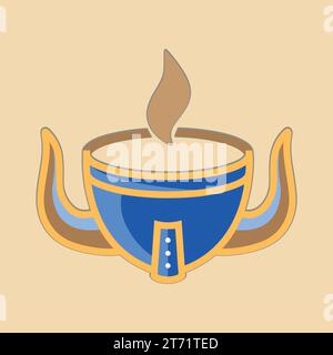Kaffee. Italienische Kaffeekanne mit Text alles, was Sie brauchen, ist Kaffee. Banner für Café, Restaurant, Menü, Kaffeeträume. Bechersymbol im Linienstil. Stock Vektor