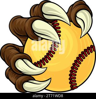Softball Ball Claw Cartoon Monster Animal Hand Stock Vektor