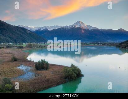 Das Feuchtgebiet des Naturschutzgebiets pian di Spagna, Val chiavenna, Colico, Lombardei, Italien Stockfoto
