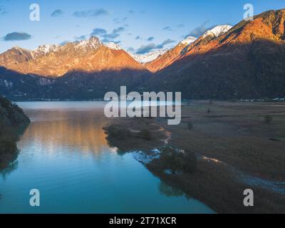 Das Feuchtgebiet des Naturschutzgebiets pian di Spagna, Val chiavenna, Colico, Lombardei, Italien Stockfoto