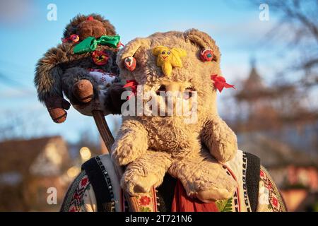 Silvestermasken, Traditionen, Weihnachtslieder und Bräuche in Rumänien Stockfoto