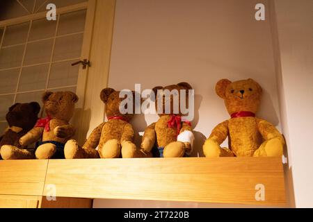 Alte Teddybären. Kinderspielzeug. Ragdoll-Ausschnitt. Teddybär Stockfoto