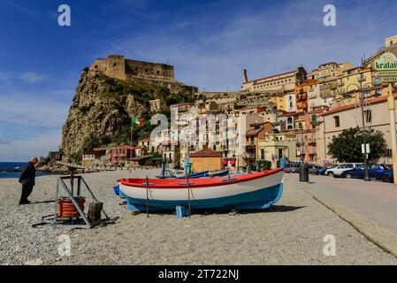 Lido Francesco in der Nebensaison zur Siesta Time, Scilla, Reggio Calabria, Italien Stockfoto