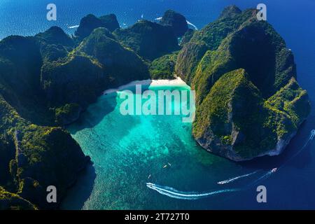 Aus der Vogelperspektive auf der Insel Phi phi, Thailand. Stockfoto