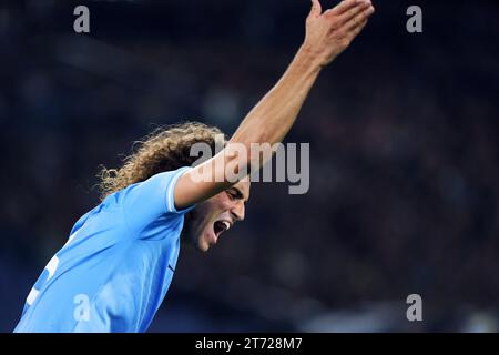 Rom, Italie. November 2023. Matteo Guendouzi aus Latium ruft während des italienischen Meisterschaftsspiels Serie A zwischen SS Lazio und AS Roma am 12. November 2023 im Stadio Olimpico in Rom, Italien – Foto Federico Proietti/DPPI Credit: DPPI Media/Alamy Live News Stockfoto