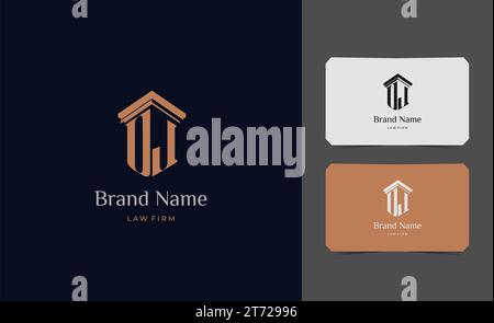 Säule Logo Buchstabe OJ mit Visitenkartenvektor Illustration Vorlage. Stock Vektor