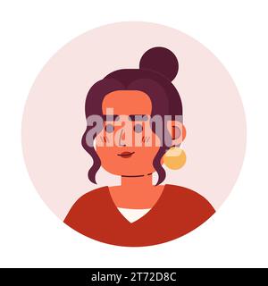 Top Knoten Bun Latina hübsche lächelnde 2D Vektor Avatar Illustration Stock Vektor