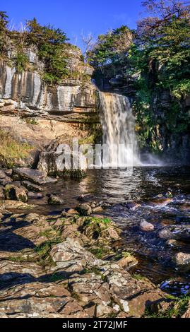 Thronton Force auf den Ingleton Wasserfallpfaden am Fluss Twiss bei Ingleton in North Yorkshire. Stockfoto