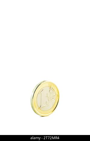 Münze 1 Euro isoliert auf weißem Hintergrund mit Platz für Text Stockfoto