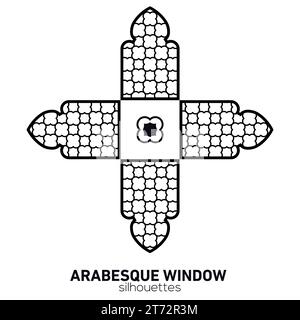 Arabesque-Fenstersilhouetten. Vektorsymbol traditionelle islamische Bögen. Traditionelle arabische Architektur. Ramadan Kareem Designelement. Stock Vektor