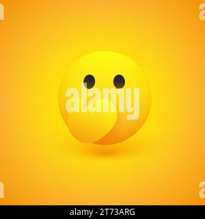 Überraschtes Emoticon, das seinen Mund mit Händen bedeckt - einfaches Emoticon auf gelbem Hintergrund - Vektor-Design-Illustration Stock Vektor
