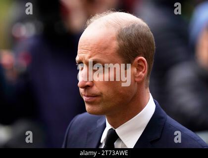 Manchester, Großbritannien. November 2023. William the Prince of Wales bei der Beerdigung von Sir Bobby Charlton in der Manchester Cathedral, Manchester: Picture Credit sollte lauten: Andrew Yates/Sportimage Credit: Sportimage Ltd/Alamy Live News Stockfoto