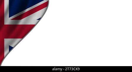 Weißer Hintergrund mit englischer Flagge auf der linken Seite. 3D-Abbildung Stockfoto