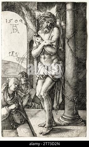 Albrecht Durer, Schmerzensmann an der Säule, Kupferstich, 1509 Stockfoto