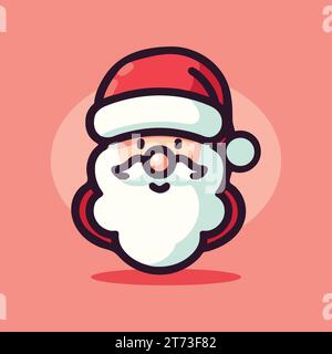 Smiley festliche fröhliche santa claus Vektor einfache lebendige fröhliche flache Grafik Zeichentrickfigur für weihnachtsfeier Poster Karte, Grußkarte, i Stock Vektor