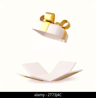 3D Geschenkschachtel öffnen. Stock Vektor