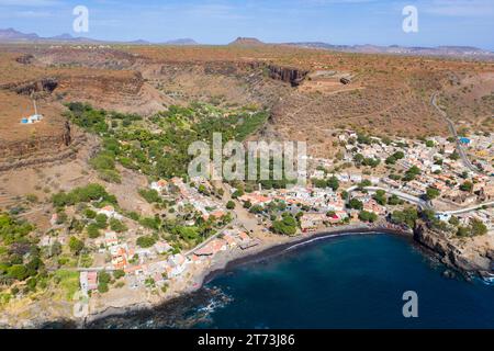 Luftaufnahme Cidade Velha Stadt in Santiago - Kap Verde - Cabo Verde Stockfoto