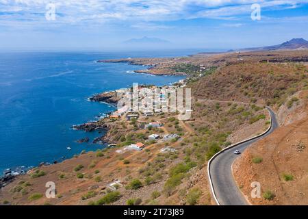 Luftaufnahme Cidade Velha Stadt in Santiago - Kap Verde - Cabo Verde Stockfoto