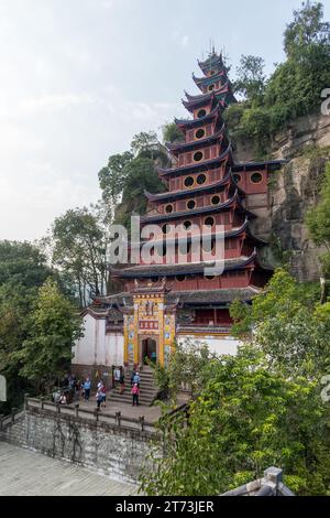 Eintritt zum Shibaozhai Tempel Stockfoto