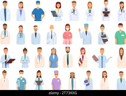 Doktor Avatare Icons setzen Cartoon Vektor. Gesundheit der Krankenschwester. Avatar medizinische Wissenschaft Stock Vektor
